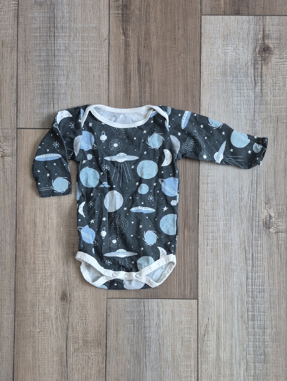 Winter Water Factory 100% Organic Cotton Space Print One-Piece Bodysuit, 3 Month